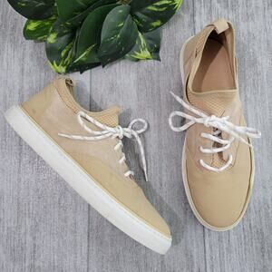 Jenni Kayne Tan Pull-on Lace-up Leather Trainer Sneaker